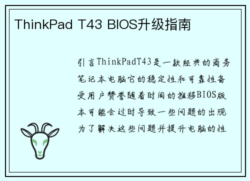 ThinkPad T43 BIOS升级指南